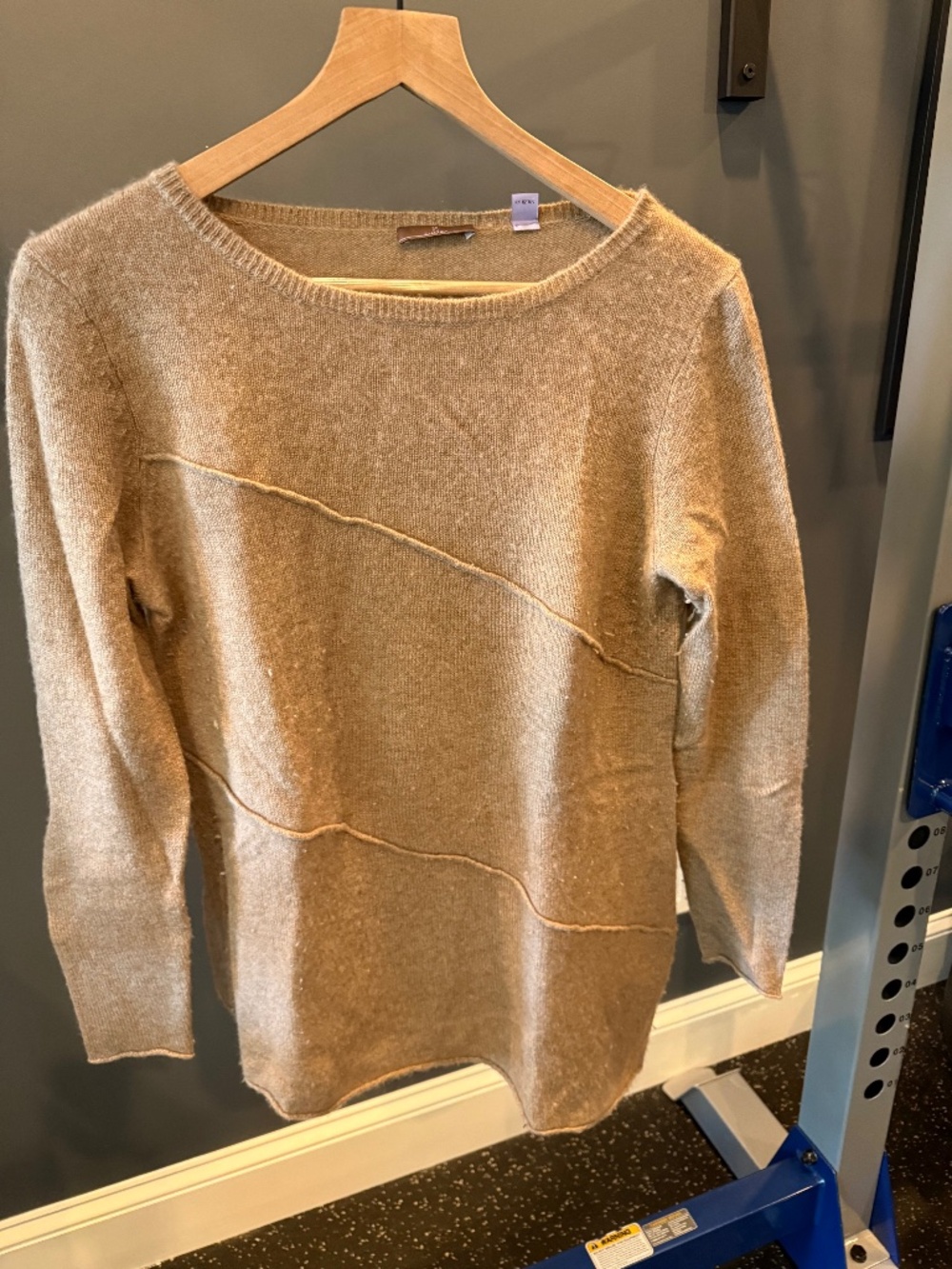 Cullen 100% Cashmere Taupe Reverse Seam Sweater Size M